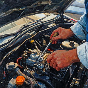 mecanico trabajando motor reparacion auto mantenimiento vehiculos